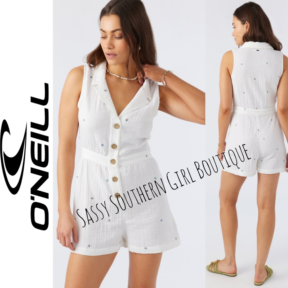 🆕⭐ O'Neill White Gauze Button Romper